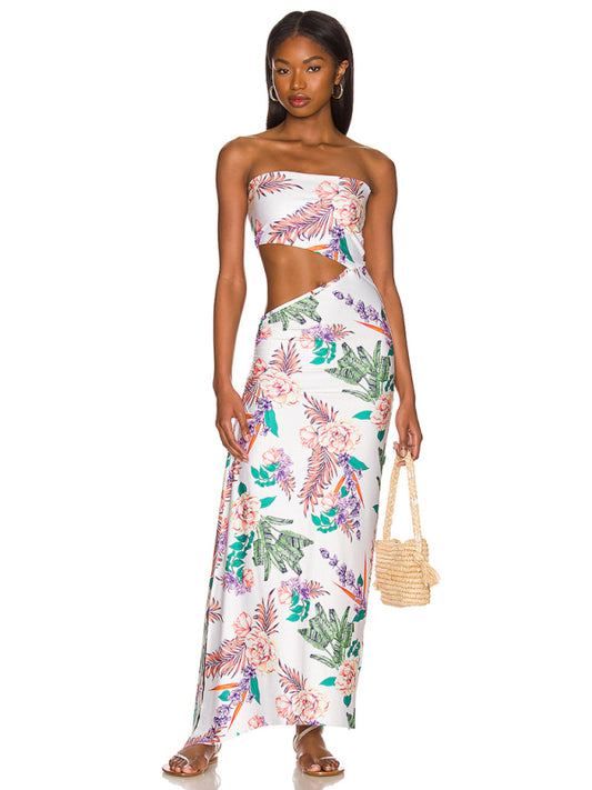 Strapless Hollow Out Maxi Dress