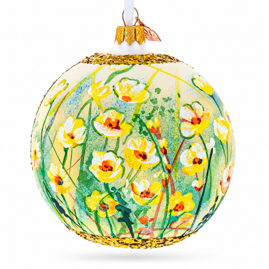 Summer in Bloom Painting Glass Ball Christmas Ornament 4 Inches