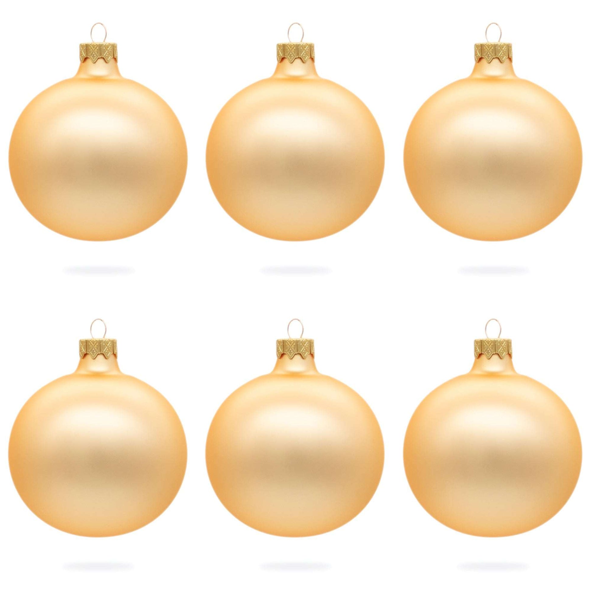 Set of 6 Rose Gold Glass Ball Ornaments 3.25 Inches