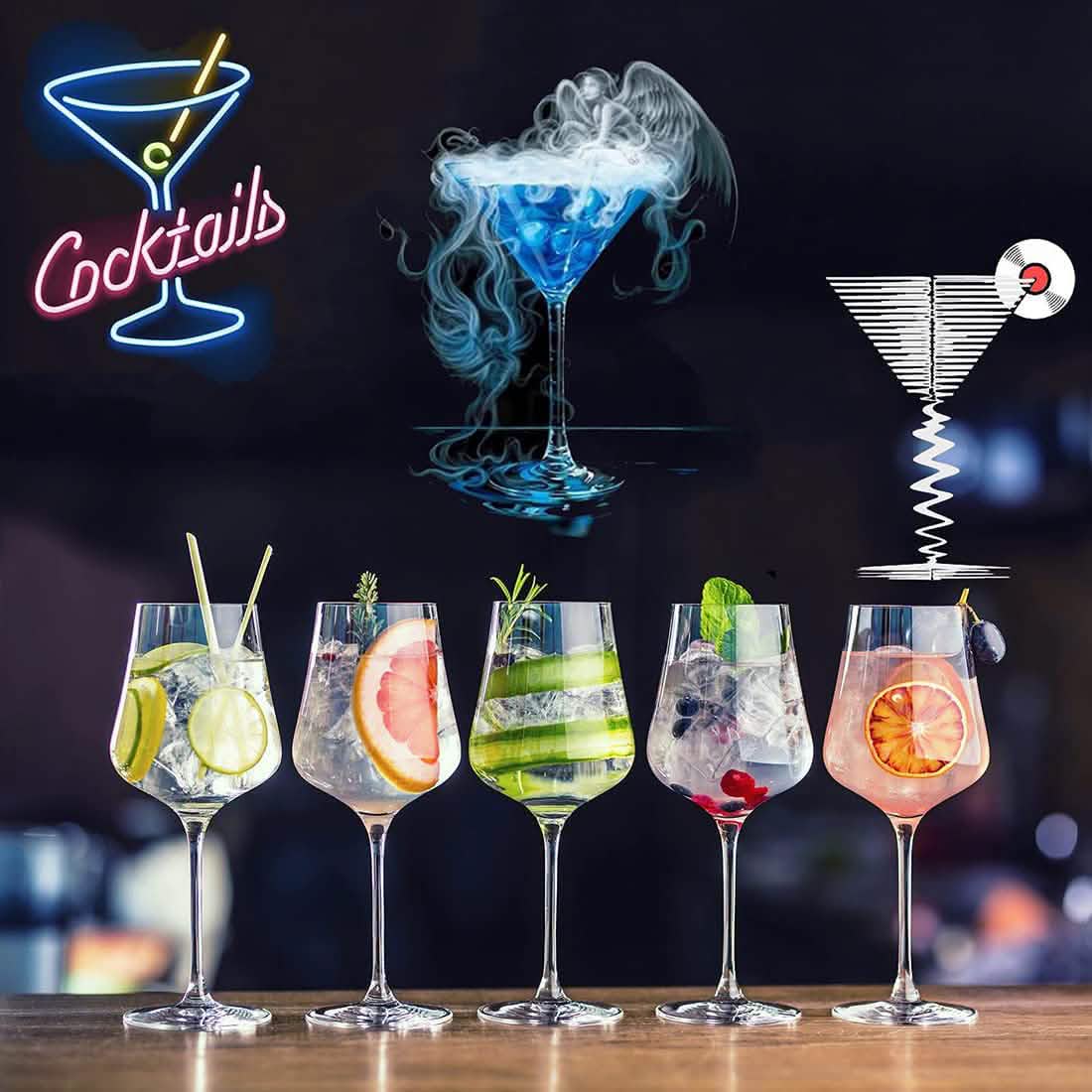 cocktails with round ice balls