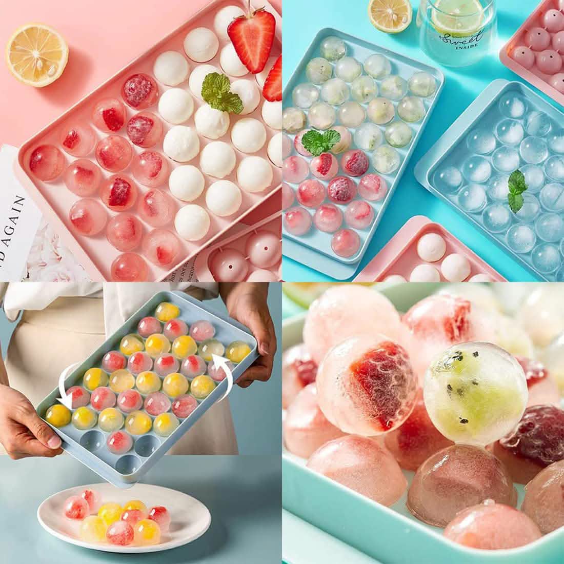 round ice mold collage