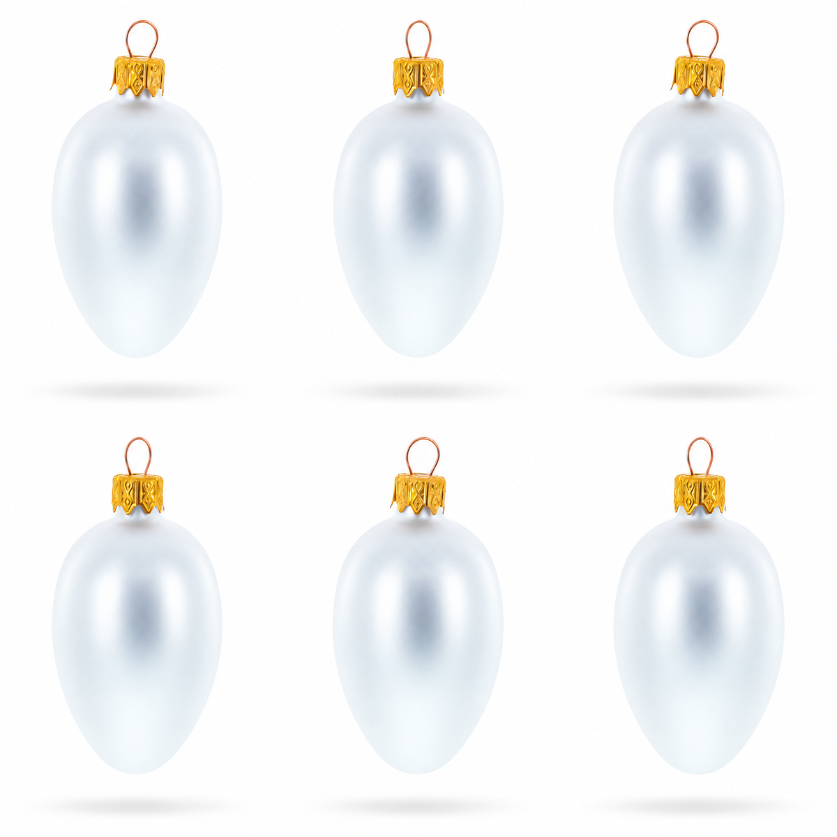 BestPysanky Matte White Mini Glass Egg Ornaments, Set of 6