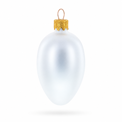 BestPysanky Matte White Mini Glass Egg Ornaments, Set of 6