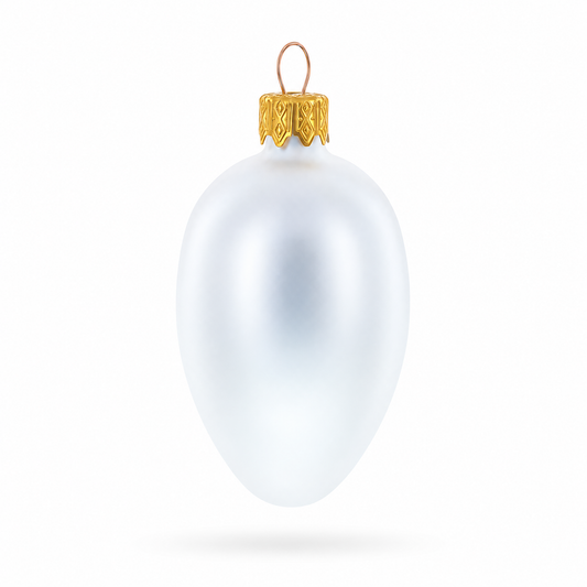 BestPysanky Matte White Mini Glass Egg Ornaments, Set of 6