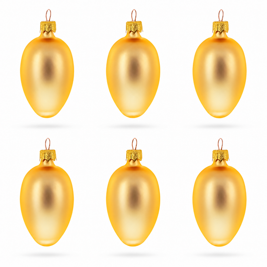 Set of 6 Rose Gold Mini Glass Egg Ornaments 2.9 Inches