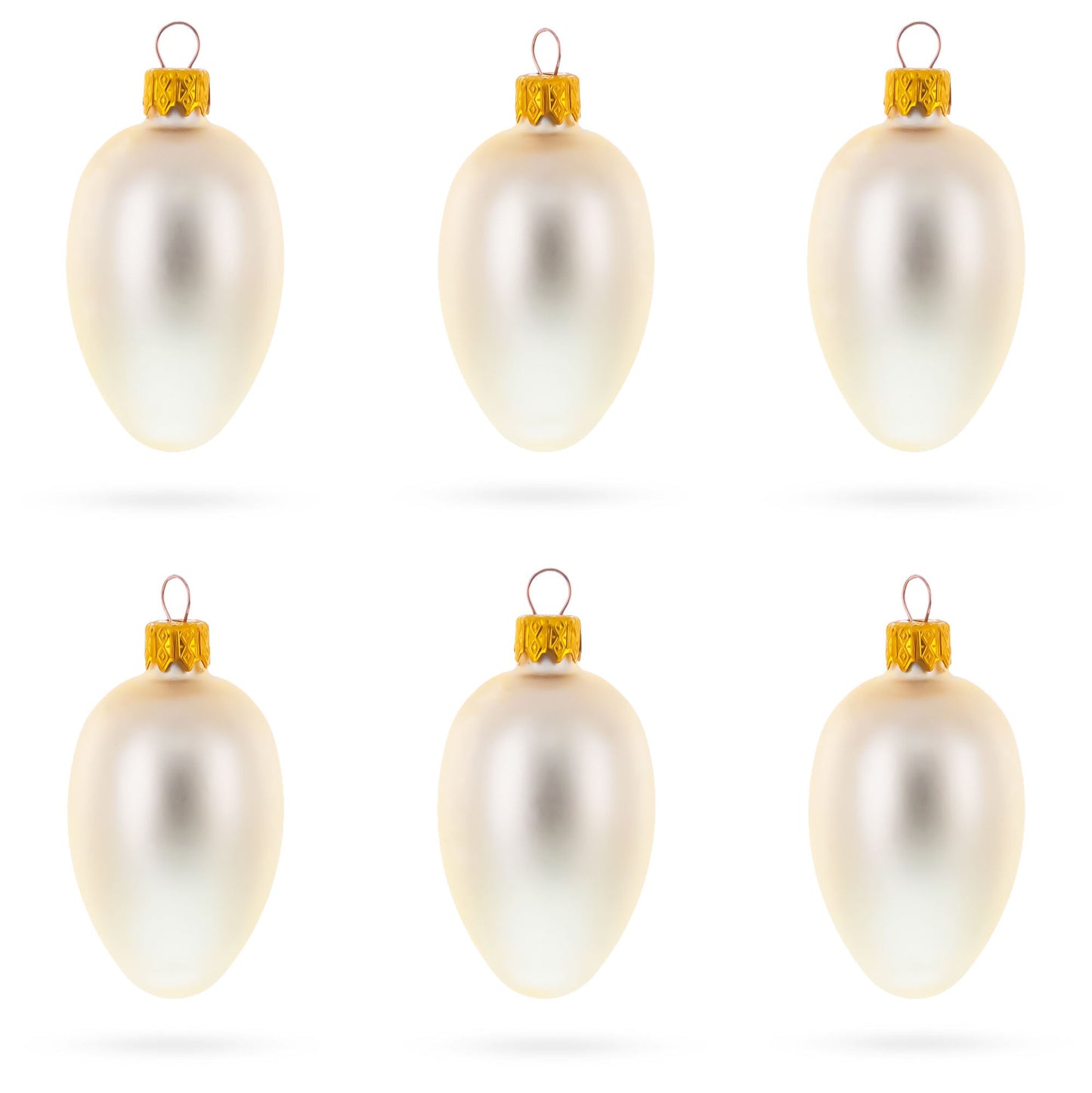 Set of 6 Champagne Mini Glass Egg Ornaments 2.9 Inches