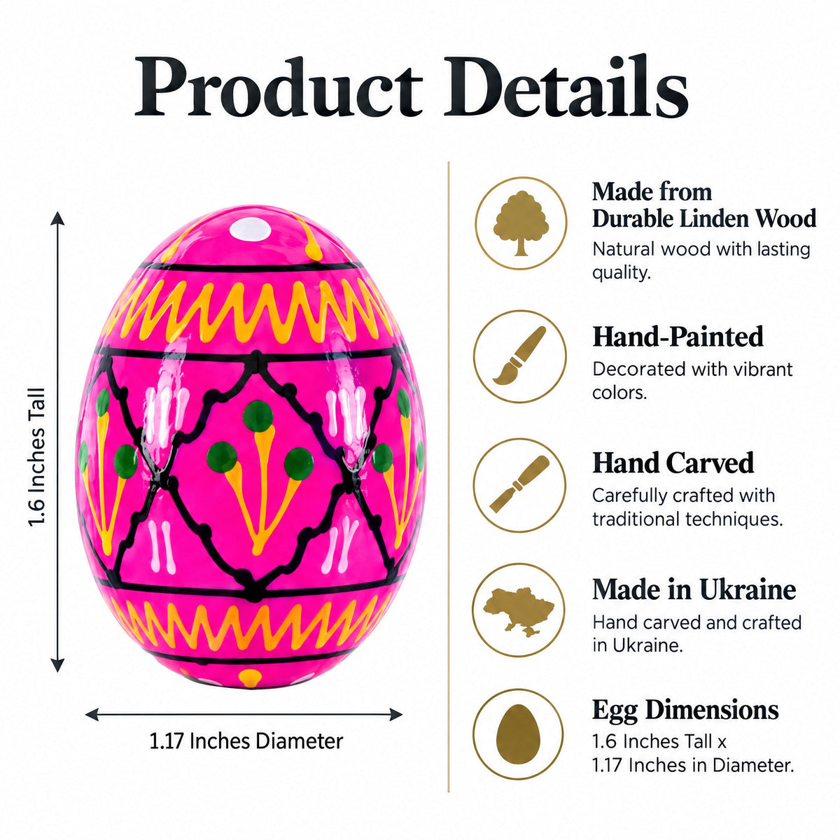 Set of 12 Mini Geometric Ukrainian Pysanky Easter Eggs 1.6 Inches