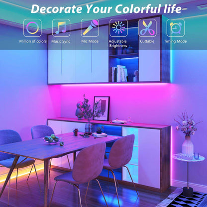 RGB Strip Lights, 15.3F,  USB Powered Smart App Remote Control Multicolor