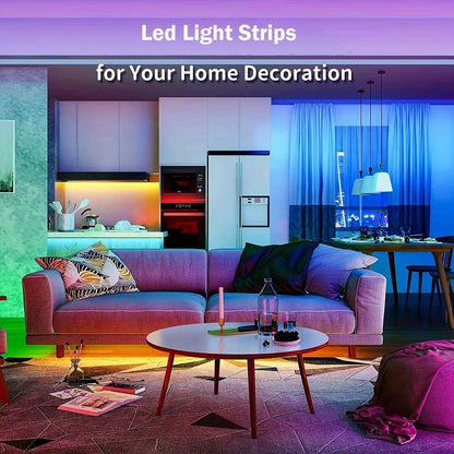 Living room with LED light strips enhancing the ambiance