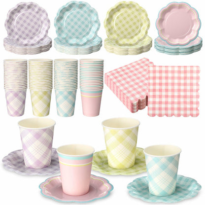 Gingham Party Tableware, 216 Pc