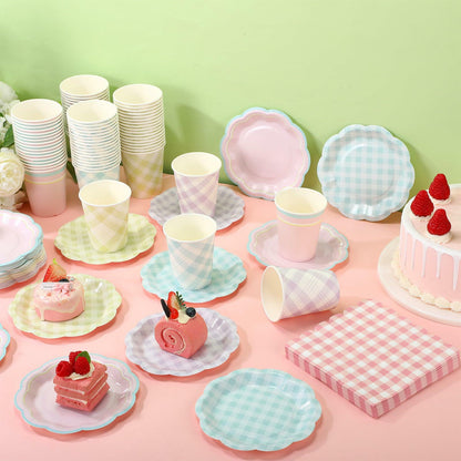 Gingham Party Tableware, 216 Pc