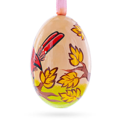 Cardinal Bird in Autumn Wooden Christmas Ornament 3 Inches
