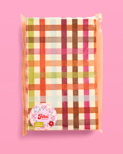 Fall Harvest Plaid Paper Napkins, 25 Count, 6 x 4 Inches