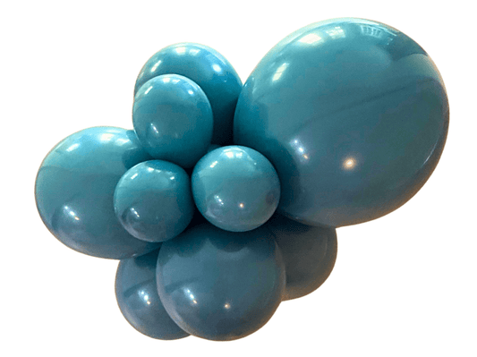 Blue balloon sculpture on a white background