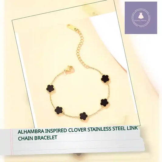 Alhambra Inspired Clover Stainless Steel Link Chain Bracelet by@Outfy