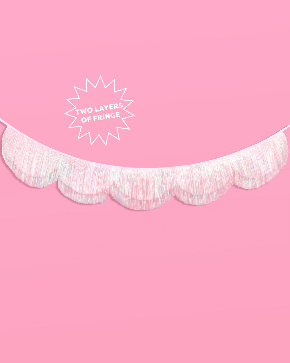Iridescent Scallop Fringe | Bridal Shower or Engagement Party Decor