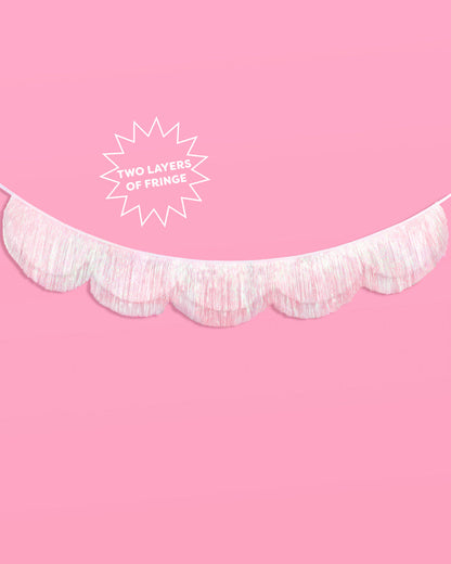 Iridescent Scallop Fringe | Bridal Shower or Engagement Party Decor