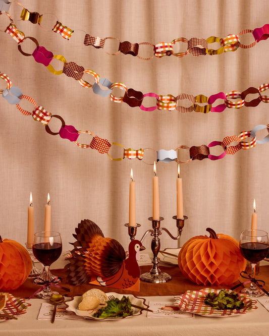 Thanksgiving Party Garland, 90 Double Sided Gold and Glitter Strips