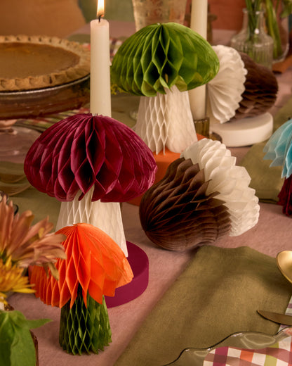 Mushroom and Acorn Tissue Paper Accordion Party Decorations, 6 Count