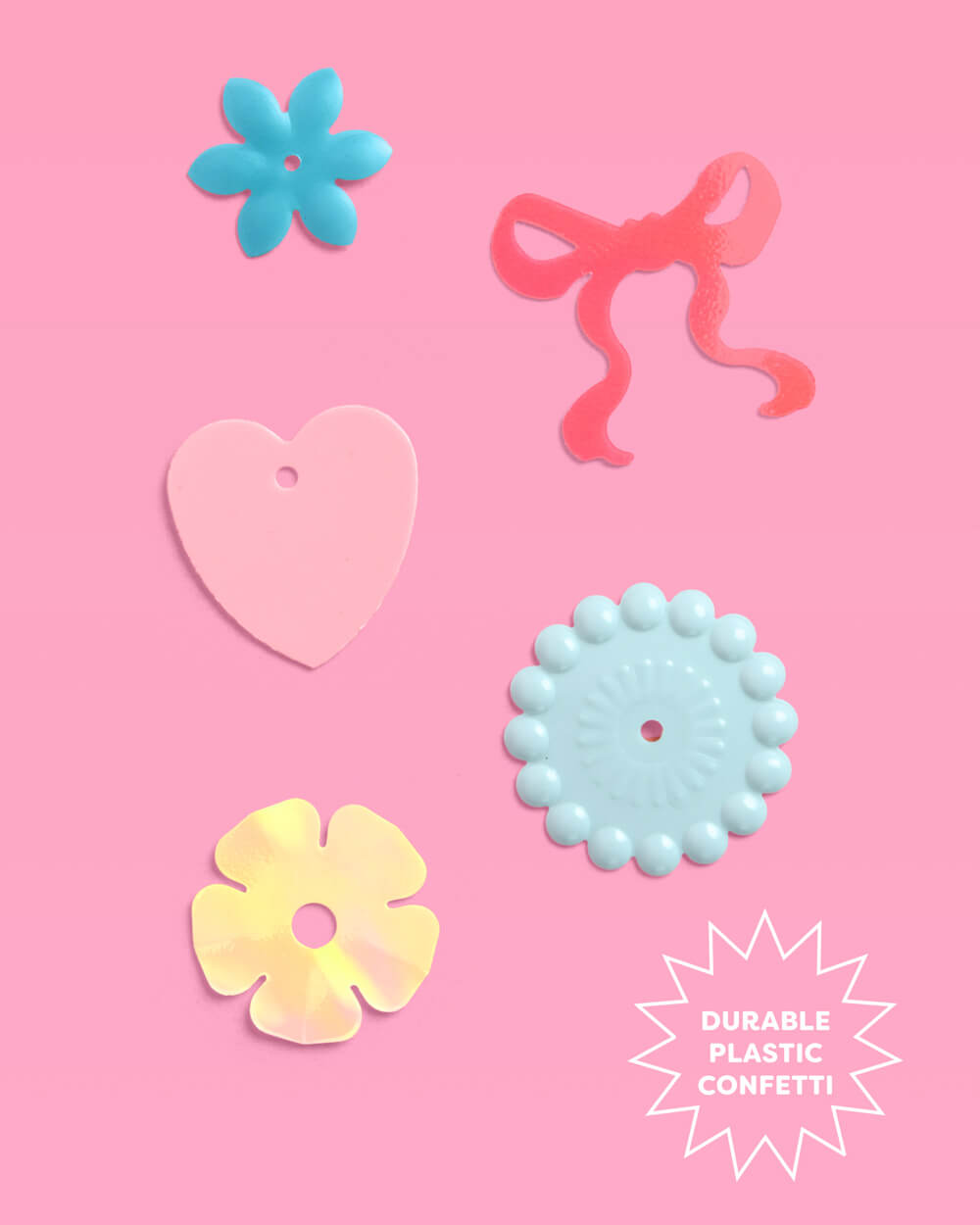 Tea Party Pastel Confetti, 200 Piece Flower Heart Bow Set