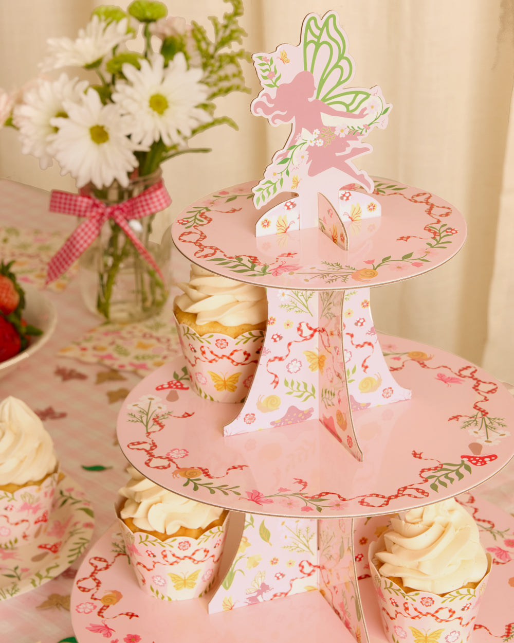 Garden Fairy Cupcake/Cookie Tower - 3 Tiered Display