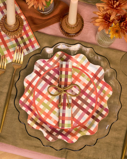 Fall Harvest Plaid Paper Napkins, 25 Count, 6 x 4 Inches