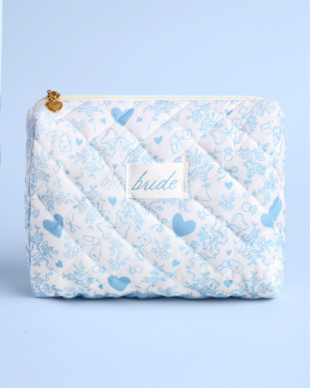 Something Blue Bag - Quilted Cosmetic Bag - Bridal Party Gifts