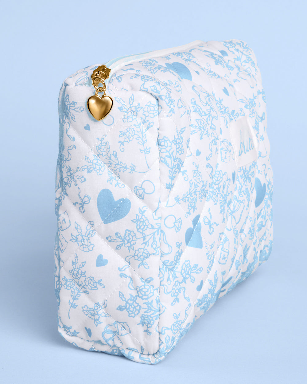 Something Blue Bag - Quilted Cosmetic Bag - Bridal Party Gifts