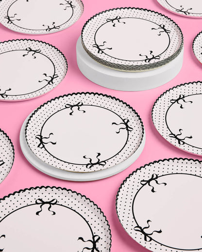 Little Black Bow Plates - 25 Paper Plates