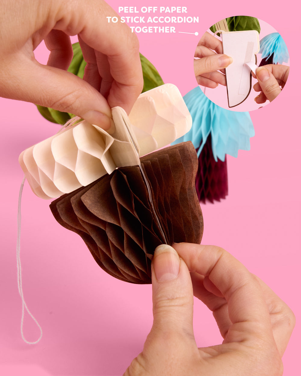 Mushroom and Acorn Tissue Paper Accordion Party Decorations, 6 Count