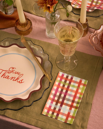 Fall Harvest Plaid Paper Napkins, 25 Count, 6 x 4 Inches