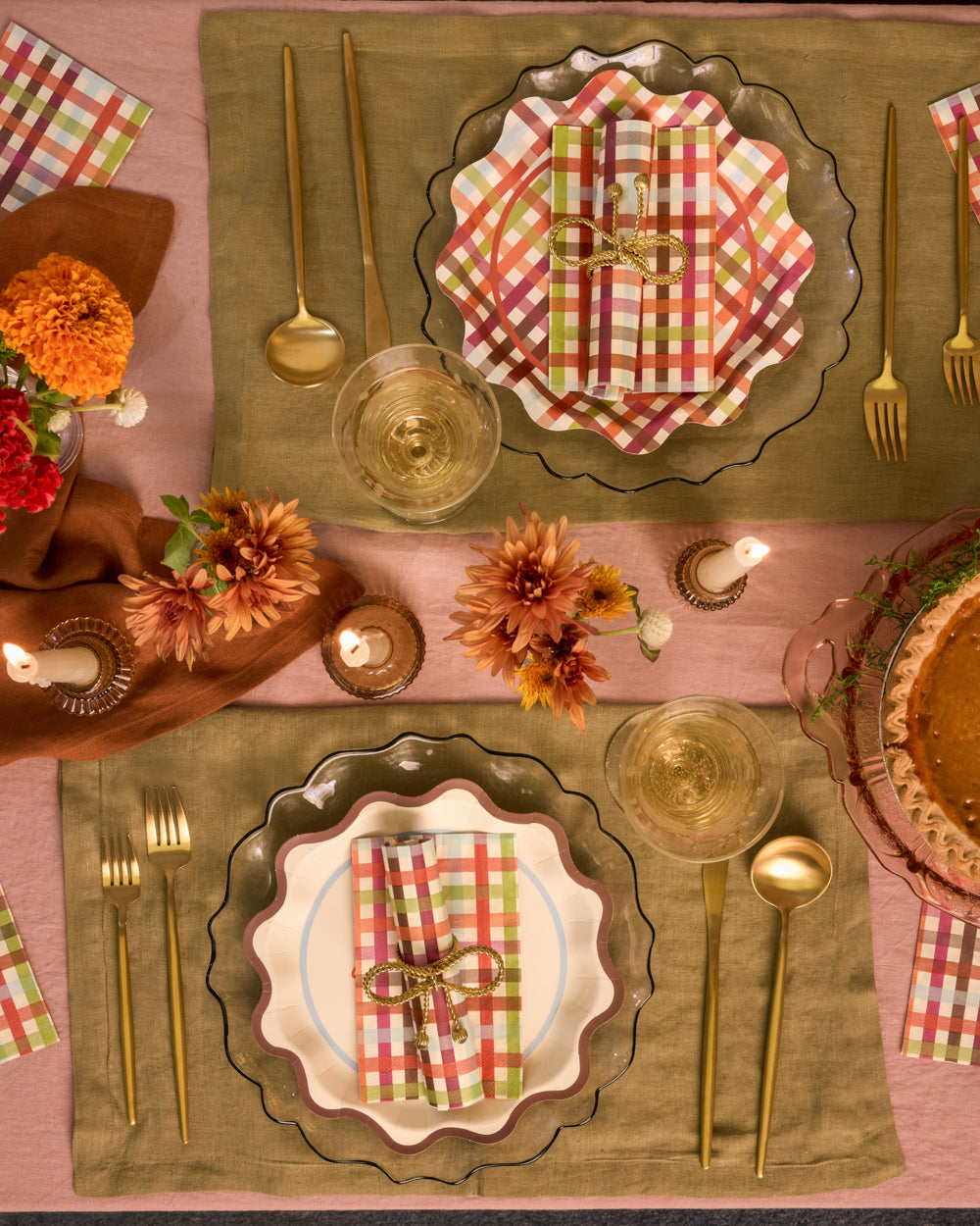 Fall Harvest Plaid Paper Napkins, 25 Count, 6 x 4 Inches