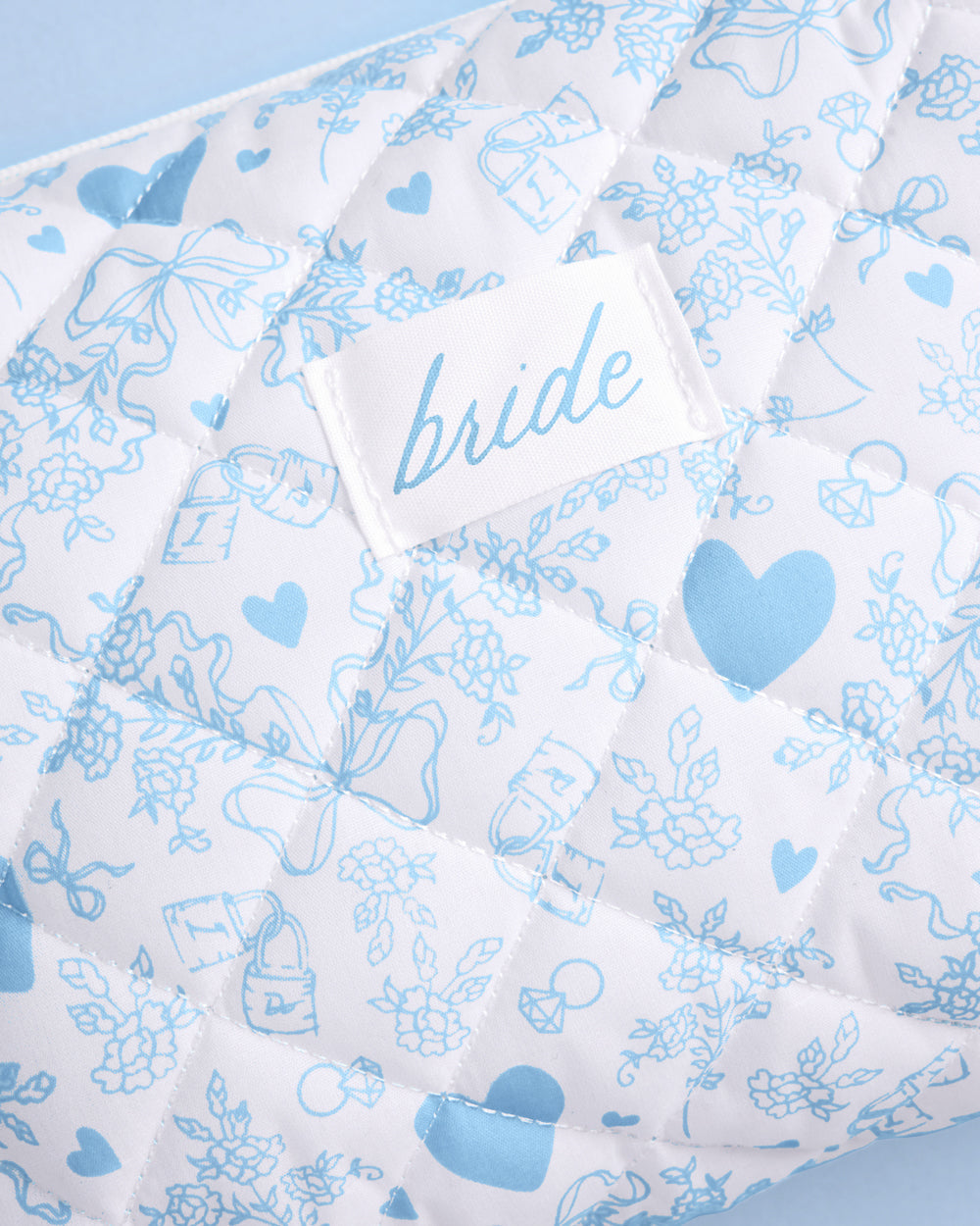 Something Blue Bag - Quilted Cosmetic Bag - Bridal Party Gifts