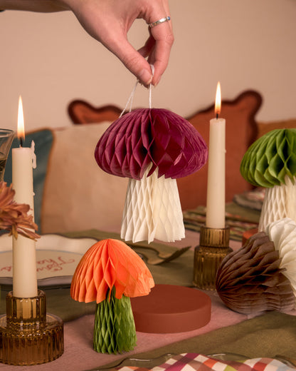 Mushroom and Acorn Tissue Paper Accordion Party Decorations, 6 Count