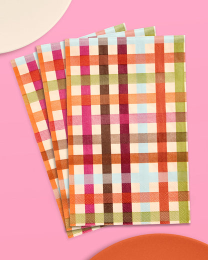 Fall Harvest Plaid Paper Napkins, 25 Count, 6 x 4 Inches