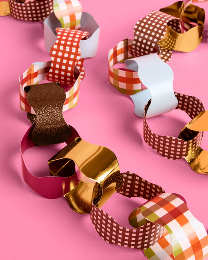 Thanksgiving Party Garland, 90 Double Sided Gold and Glitter Strips