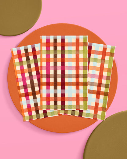 Fall Harvest Plaid Paper Napkins, 25 Count, 6 x 4 Inches
