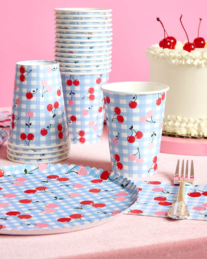 Cherry Tableware Bundle - Paper Plates, Cups + Napkins