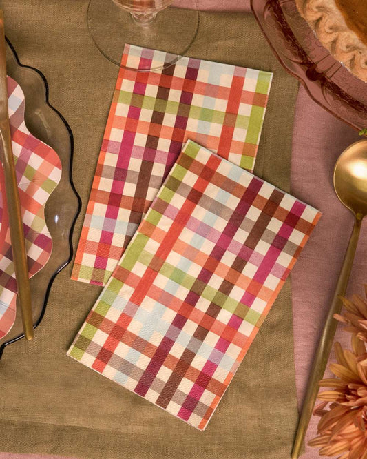 Fall Harvest Plaid Paper Napkins, 25 Count, 6 x 4 Inches