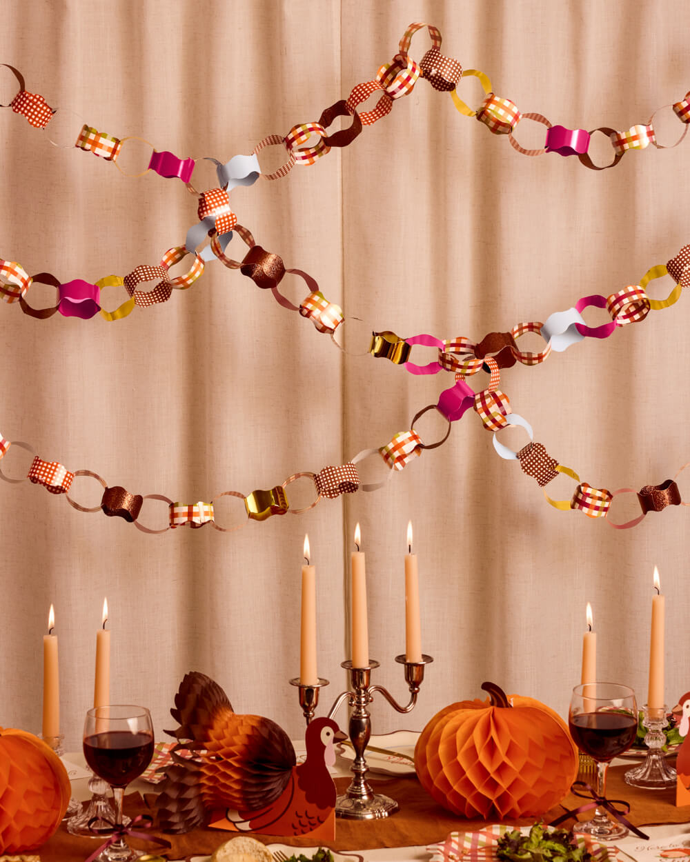 Thanksgiving Party Garland, 90 Double Sided Gold and Glitter Strips