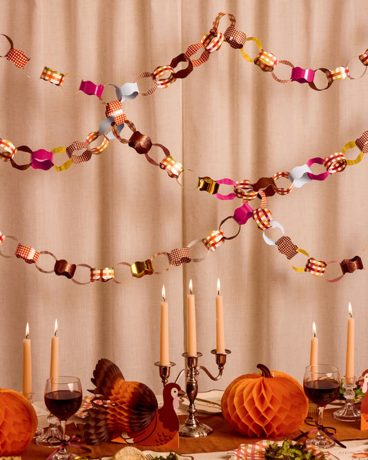 Thanksgiving Party Garland, 90 Double Sided Gold and Glitter Strips