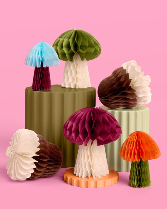 Mushroom and Acorn Tissue Paper Accordion Party Decorations, 6 Count