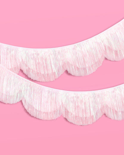 Iridescent Scallop Fringe | Bridal Shower or Engagement Party Decor