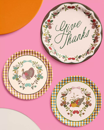 Thanksgiving Table Trio Bundle — Plates, Napkins, Cups & Placemats for 16