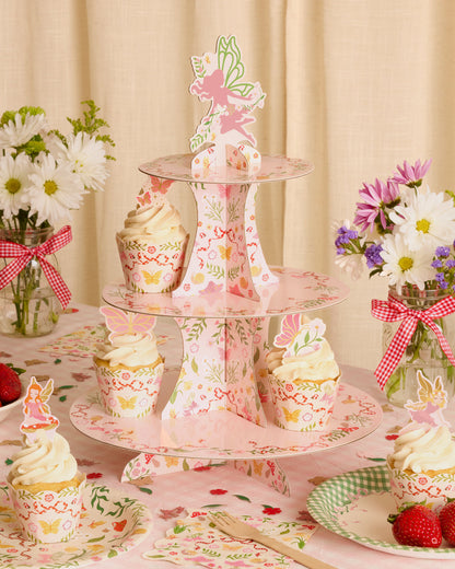 Garden Fairy Cupcake/Cookie Tower - 3 Tiered Display