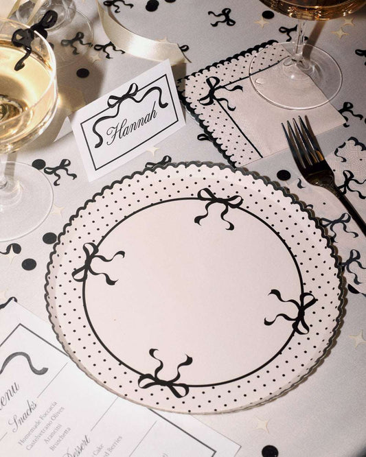 Little Black Bow Plates - 25 Paper Plates
