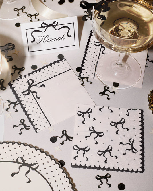 Little Black Bow Napkins - 24 Paper Napkins