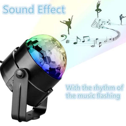 Sound effect light with colorful disco ball on a white background
