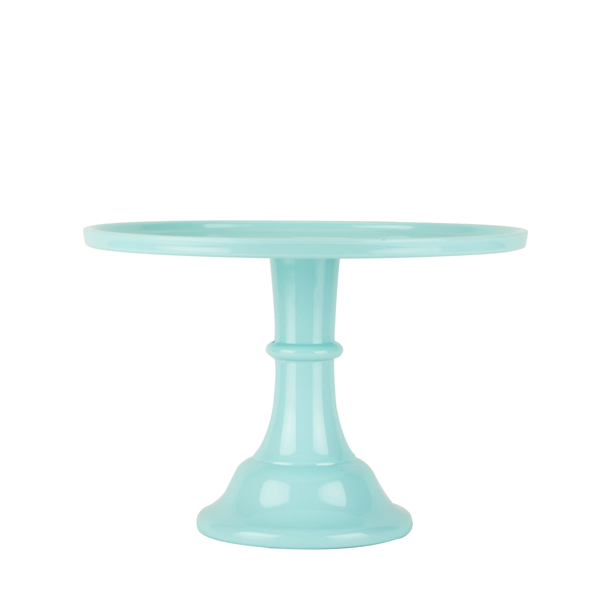 Mint green cake stand on a white background