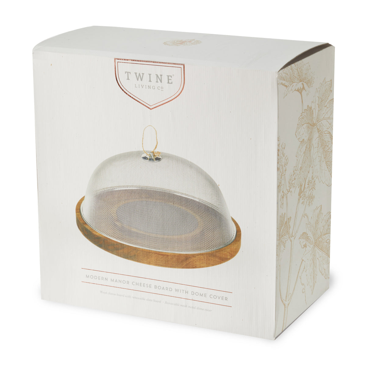 Packaged product with dome cover and wooden base, featuring 'Twine' branding.